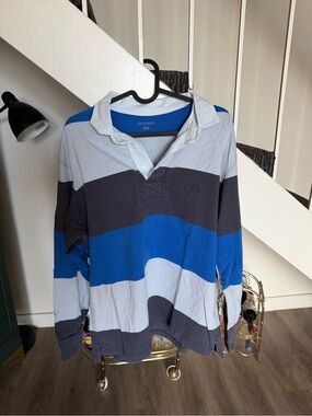 JW Anderson x Uniqlo Striped Rugby Shirt Blue Gray Size L